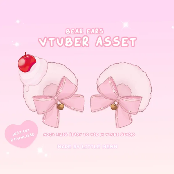 VTuber Asset | Rigged Vtuber Cherry Pink Bear Ears