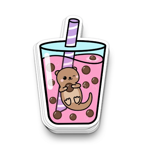 Otter Berry Bubble Tea Vinyl Sticker