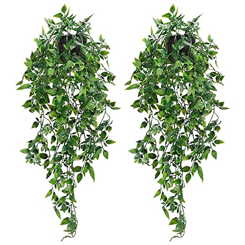 Whonline 2pcs Artificial Hanging Plants Fake Potted Plants for Wall House Room Patio Indoor Outdoor Decor - 2