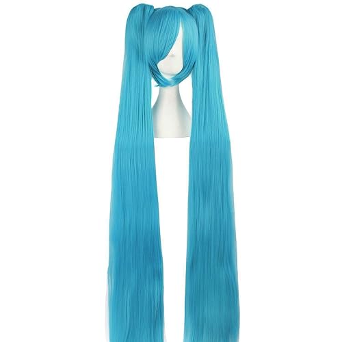 MapofBeauty 47"/120cm Fashion Long Straight wig Cosplay wig (Cyan Blue) - Cyan Blue