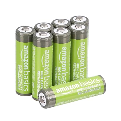 Amazon Basics AA High-Capacity Rechargeable Batteries, NiMH, Pre-charged - 8 Pack (Appearance may vary) - 8 Pack - AA