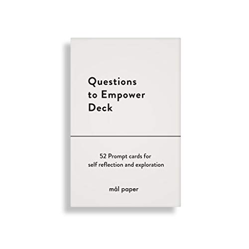 Mal Paper Questions To Empower Card Deck - 52 Pack | For a Mindfulness Challenge, Inspirational Cards, Self Reflection Prompts & as a Positive Thinking Tool | Thought Provoking Gifts for Men & Women