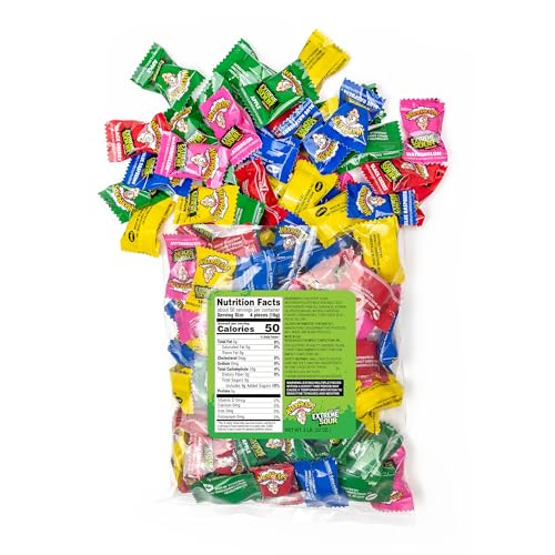 WARHEADS - Extreme Sour Hard Candy - Sour Apple, Black Cherry, Blue Raspberry, Lemon & Watermelon Flavors - 2 lb. Bulk Bag