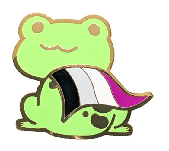 Asexual Pride Frog Pin in Ace LGBT+ Flag Colors | Chibi Superhero Gay Frog Pin