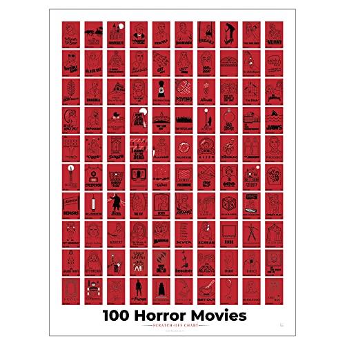 Pop Chart | 100 Horror Movies Scratch-Off Poster | 12" x 16" Wall Art | Horror Movie Decor for the Scary Movie Fan | 100% Made in the USA… - Horror