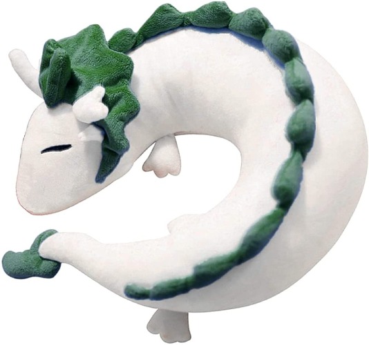 H-Tesco Cute Spirit Dragon Plush Doll Toy U-Shape Neck Travel Pillow Gift Animation (White) - 
