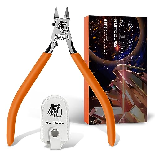 RUITOOL Model Nippers, Gundam Model Tools for Advancers to Repair and Fix Plastic Models, Ultra-thin Single Blade Gunpla Nipper, Non-slip Grip 4.7 Inch Sprue Cutter for Plastic Model Building - RM 3.0-Orange