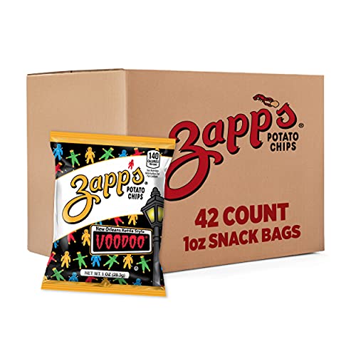 Zapp's New Orleans Voodoo Potato Chips, 42 Count - Crunchy, Gluten Free Snack with Salt, Vinegar, and Smoky BBQ Flavors - Voodoo - 1 Count (Pack of 42)