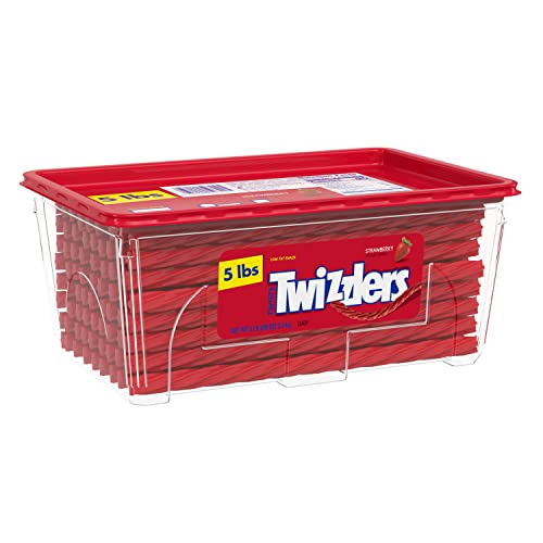 TWIZZLERS Twists Strawberry Flavored Licorice Style, Low Fat Candy Tub, 5 lb - 5 Pound (Pack of 1)