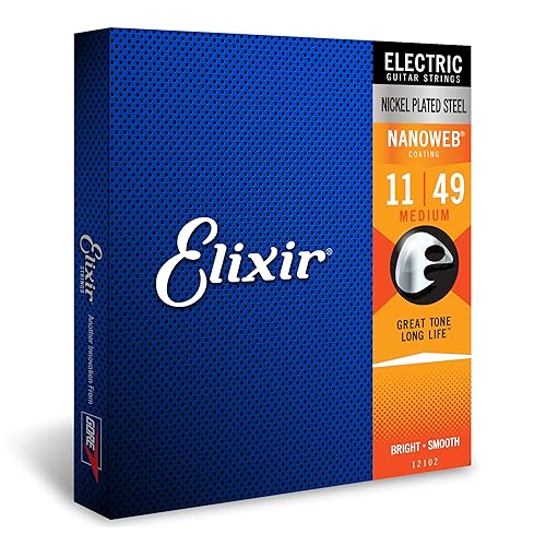 Elixir Strings - Nickel Plated Steel Electric Guitar Strings with NANOWEB Coating - Elixir Electric Guitar Strings - Medium (.011-.049) - Medium (.011-.049) - 1 Pack