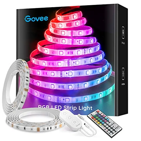 Govee 32.8ft LED Strip Lights, Color Changing Light Strips with Remote, RGB LED Lights for Bedroom, Living Room, Kitchen, Home, Party, Ceiling, Light Strip with Resin Coating