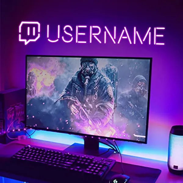Custom Twitch Neon Sign, Personalized Gamer Tag LED Neon Light, Twitch Username Neon Live Streaming Sign Wall Decor Gift for Gamers, Social Media Streamers Influencers, Twitch Core Logo Business Sign