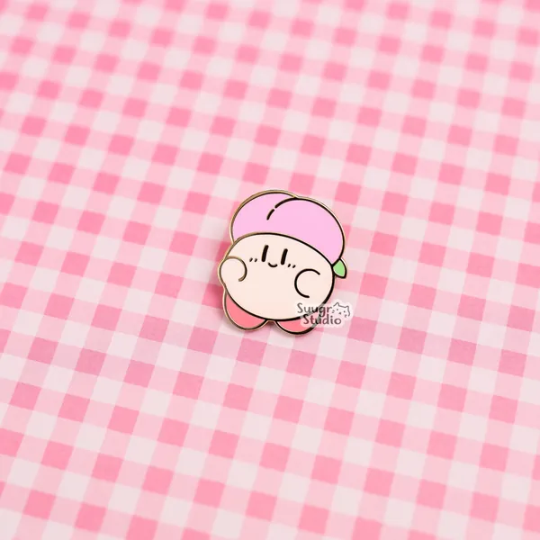 Fruit Hat Poyo Collection Hard Enamel Pin - Peach / [B Grade] / Simple Rubber Back