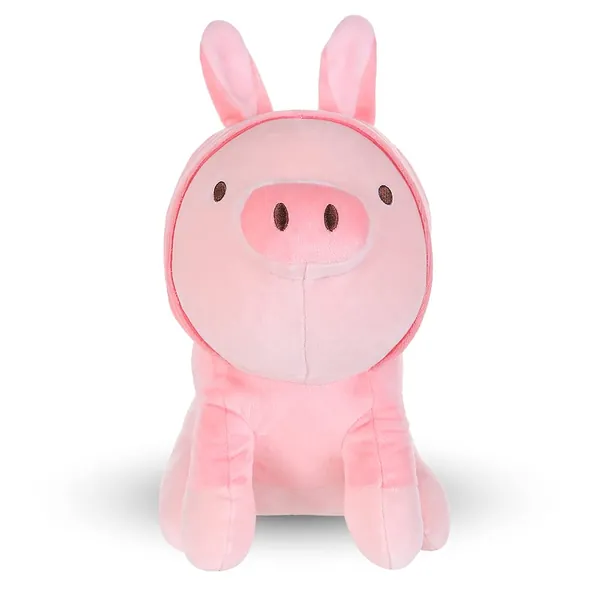 MINISO Sitting Piglet Plush Toy with Rabbit Hoodie Stuffed Animals Toys Pillow Plushies for Kids Toddler Toys Boys Girls
