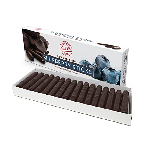Sweet Candy Dark Chocolate Blueberry Sticks - Chocolate Covered Candy - Blueberry Flavor With Dark Chocolate Coating - Old Fashioned Sweet Treat - One (1) 10.5oz Box - Blueberry (Dark Chocolate)