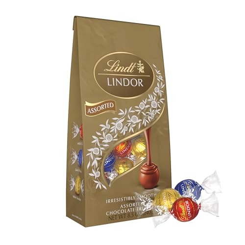 Lindt LINDOR Assorted Chocolate Candy Truffles, Chocolate with Smooth, Melting Truffle Center, 8.5 oz. Bag - Assorted - 15.2 Ounce (Pack of 1)