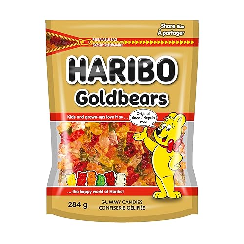 Haribo Goldbears Gummy Candy, 6 Fruity Flavours, No Artificial Colours - 284g Resealable Bag - Goldbears - 284 g (Pack of 1)