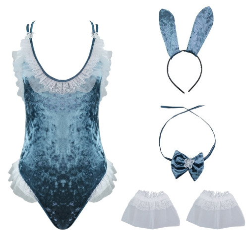 Plus Size Velour Bunny Cosplay Sky Blue