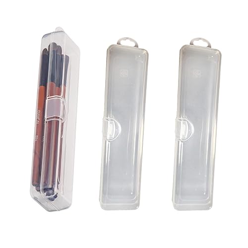 Portable Travel Cosmetic Brush Holder Dispenser Cutlery Storage Jar with Transparent Lid - Fixed Frame - Cotton Swab & Dental Floss Box - 3 pcs (8.4x1.9x1.2 in)