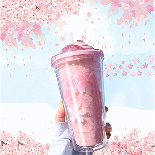 PMCDS2G Insulated Tumbler with Lid and Straw Double Wall Reusable Leakproof 16oz Travel Tumbler Cup Water Bottle BPA Free - Pink - Pink