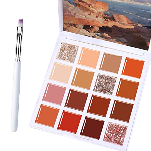 SUNmini Solid Nail Gel Polish Palette with a Nail Brush16 Colors Nail Cream Gel Nail Polish Nail Polish Gel UV LED Gel Solid Cream Gel Nail Polish (03) - 03