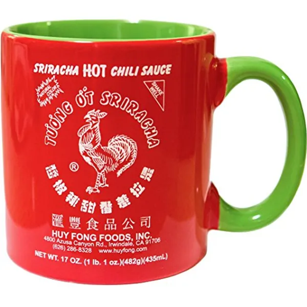 Sriracha Hot Chili Sauce Red & Green Ceramic Mug, Large, 19oz