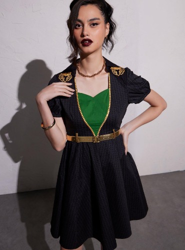 Her Universe Marvel Loki Gold Belt Retro Dress
