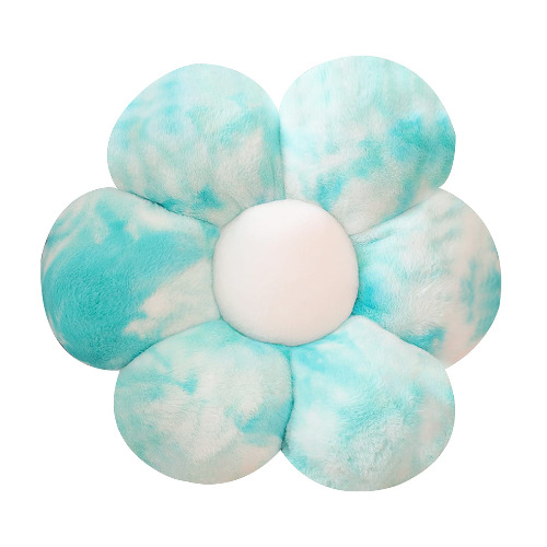 Firecos Flower Floor Pillow Seating Cushion Cute Seating Pad Plush for Home Decoration Throw Pillow Girls Women Teens Gifts (50X50 CM, Blue tie-dye)