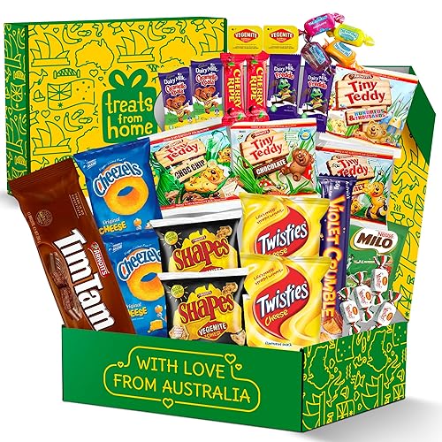 Australian Snack Gift Box (29 Units) Best Australian Candy and Food Products Packed with Aussie Candy Classics including Tim Tams, Arnott’s, Twisties, Cherry Ripe and Much More - Large Snack Box