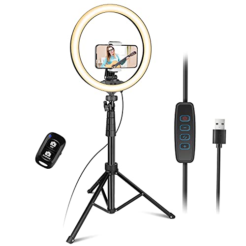 UBeesize 12’’ led Ring Light with Tripod Stand and Phone Holder, Selfie Ring Light for Video conferencing, Compatible with iPhone&Android Phones&Cameras - White, Warm, Daylight - Wired Control