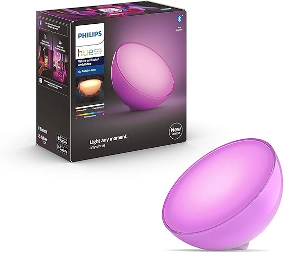 Philips Hue White and Color Ambiance, Lampada Portatile Smart Hue Go, Bluetooth, Dimmerabile, 6W, Bianco