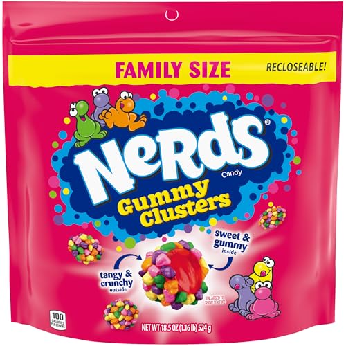 NERDS Gummy Clusters, Candy, Rainbow, Crunchy and Gummy, Back To School Sweet Treat, 18.5 oz - Rainbow - 18.5oz (Pack of 1)