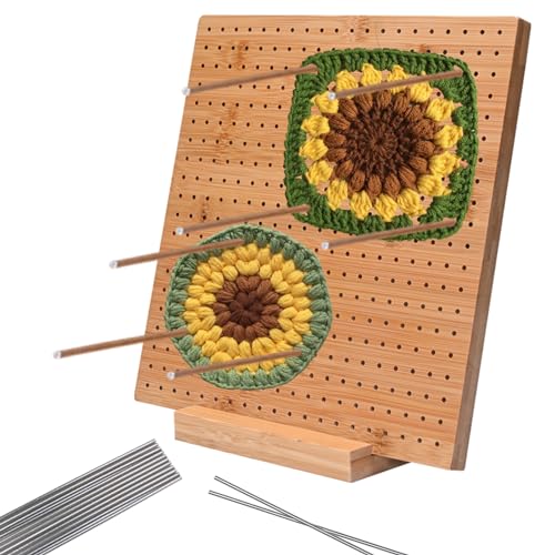 VOCLS Crochet Blocking Board with Pins，Granny Square Blocking Board for Crocheting,Blocking Mats for Knitting with 20 Stainless Steel Rod pins，Ideal Gift for Mothers & Grandmothers，7.8 X 7.8 Inches. - 13 inches