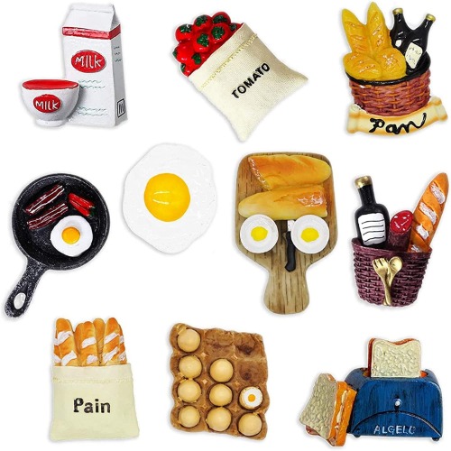 Molioon 10pcs Food Refrigerator Magnets, Cute 3D Magnets for Fridge Funny Home Decoration for Kitchen Office Dry Erase Board/Whiteboard Magnets - Multi10pcs