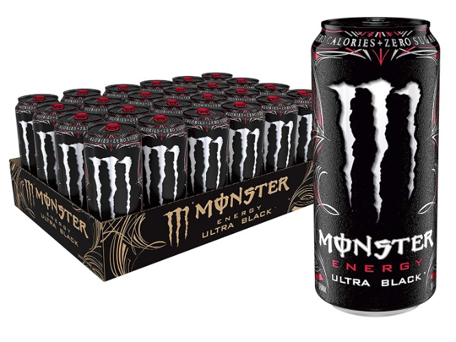 Monster Energy Ultra Black, Sugar Free Energy Drink, 16 Ounce (Pack of 24) - Ultra Black 16 Ounce (Pack of 24)