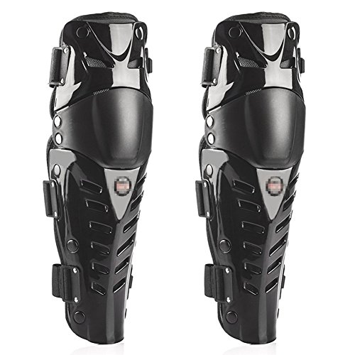 Baselay 1 Pair of Motorcycle Knee Shin Guard Pads Three Sections Breathable Adjustable Knee Cap Pads Protector Gear Armor for Adults Motorcycle Cycling Racing - Black