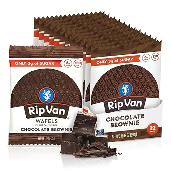 Rip Van Wafels Caramel and Vanilla Stroopwafels - Healthy Snacks - Non GMO Snack - Keto Friendly - Office Snacks - Low Sugar (3g) - Low Calorie Snack - 1.16 Ounce (Pack of 12) - 1.16 Ounce (Pack of 12)