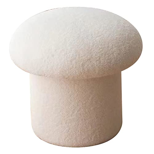 Foot Stool, Ottoman Round Footrest Stool, Sofa Bench Simple Modern Elastic Comfortable Soft Round Pine Wooden Foot Stool for Home Decoration, Mushroom Shape Ottoman Stool for Sofa Decoration(White) - White