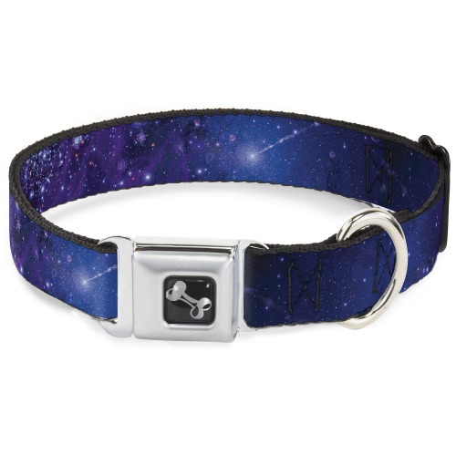 Buckle-Down DC-W30753-WM Dog Collar Seatbelt Buckle, Galaxy Blues/Purples, 1.5" X 16-23" - 1.5" X 16-23"