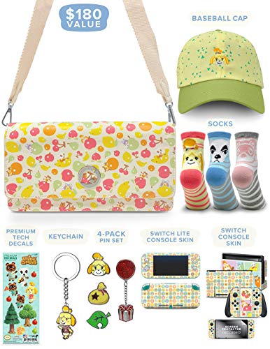 Controller Gear Official Nintendo Animal Crossing: New Horizons Merch Collectors Gift Set - Sling Bag, Switch + Switch Lite Skins, Hat, Keychain - Nintendo Switch - Multicolor - Bag
