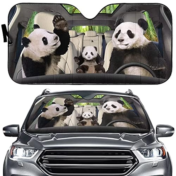 Car Sunshade Cover Panda Windshield,Sunshade Blocks UV Rays,Panda Driver Sun Visor Protector,Windshields of Animal