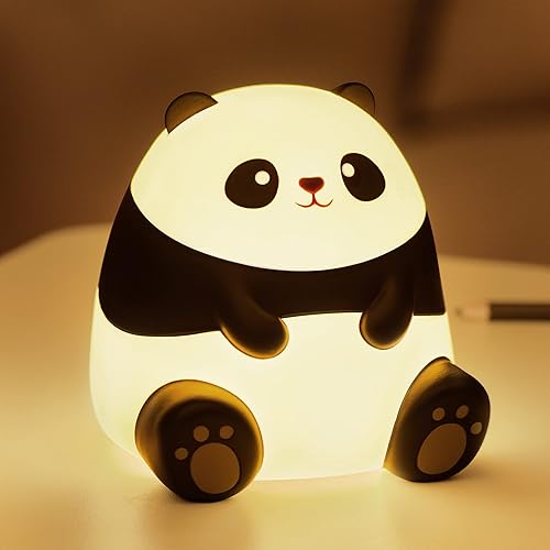 MIVANI Night Light for Kids, Panda Gifts, Cute LED Lamps for Teen Girls Bedroom, Timer Auto Shutoff, AAA Battery Operated, Silicone Animal Nightlight for Baby Nursery, Toddler Boy, Kawaii Room Decor - Panda AAA Battery