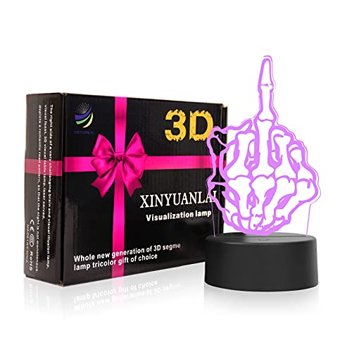 XINYUANLAI 3D Illusion Night Light Desk Lamp, 7 Colors Auto Gradual Changing USB Powered LED Lights with Touch Switch for Kids Gifts Home Decoration (Black Base) - Black base