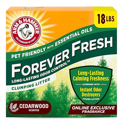 Arm & Hammer Forever Fresh Clumping Cat Litter Cedarwood, MultiCat 18lb, Pet Friendly with Essential Oils, (Pack of 1) - Cedarwood