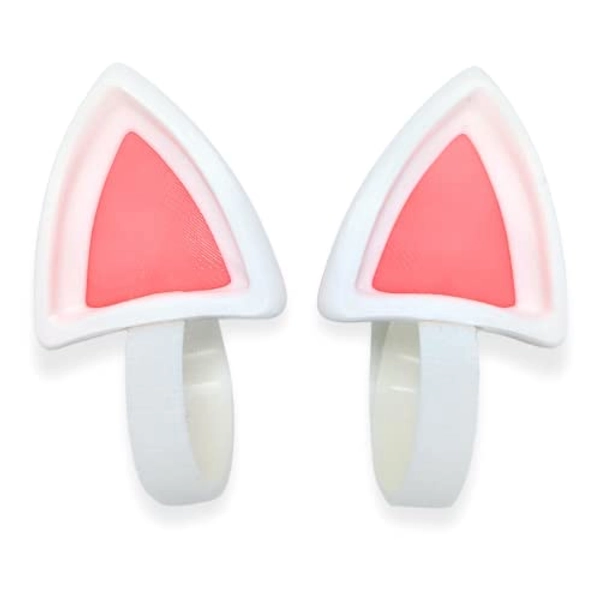 BeamTeam3D Cat Ears for Headphones - Cat Ear Headphone Attachment in Various Colors with Self Fastener - Cat Ears Headphone for Gamers and Streamers and Cosplayers (Set of 2) (White/Pink)