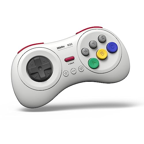 8Bitdo M30 Bluetooth Controller for Switch, Windows and Android, 6-Button Layout for SEGA’s Classic Games (White) - White