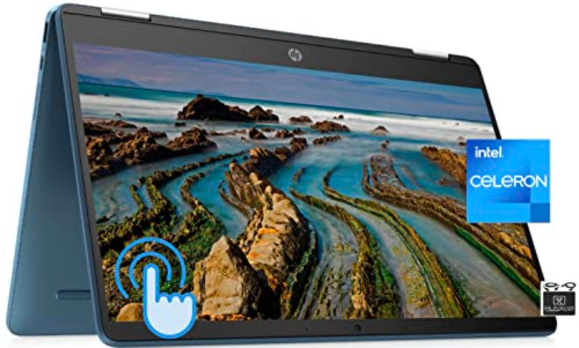 2022 Flagship HP X360 Chromebook Spin 2-in-1 Convertible Laptop, 14" HD TouchScreen, Dual Core Intel Celeron N4120 Processor(Upto 2.6GHz), 4GB RAM, 64GB eMMC,HDCamera, WiFi, Chrome OS+HubxcelAccessory