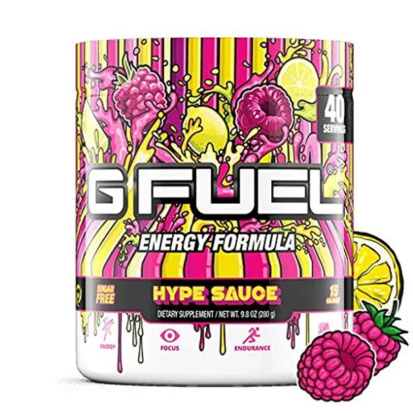 G Fuel Raspberry Lemonade Hype Sauce Energy Powder – 9.8oz Tub (40 Servings) – Natural Energy Drink Powder, Energy and Focus Supplement -