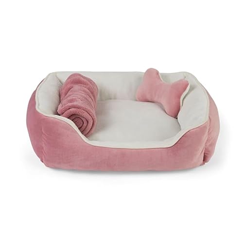 EveryYay Essentials Snooze Fest Dog Bed Bundle, 22" L X 18" W, Pink
