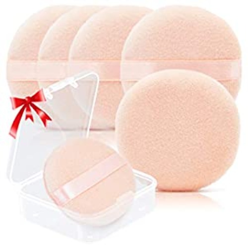 Kalevel 6pcs Loose Powder Puff Pad Cosmetic Sponges Velour Makeup Applicator Washable Foundation Puff 2.8in for Powder with Case (B Set) - B Set